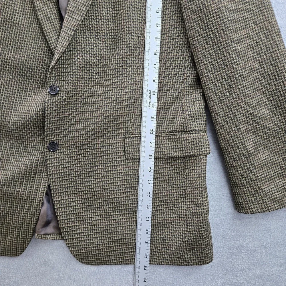 VINTAGE Lauren Ralph‎ Men Blazer 46L Brown Wool Houndstooth 2 Button 90s